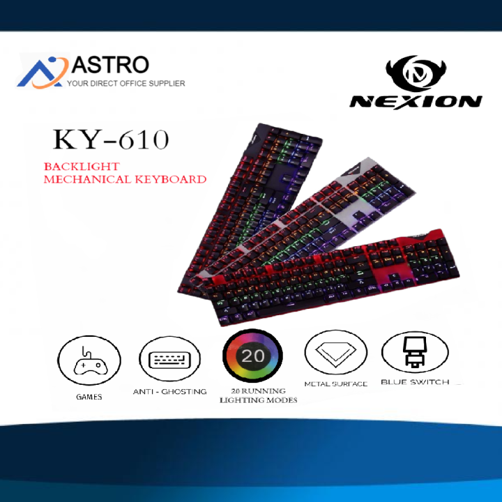 NEXION KY610 BACKLIGHT MECHANICAL KEYBOARD 20 RUNNING LIGHTING MODES