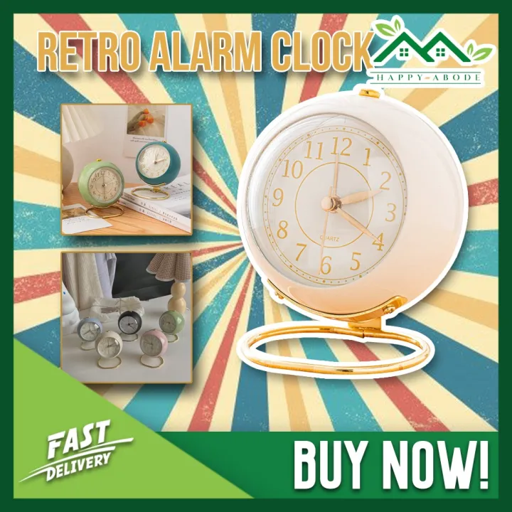 [NEW ARRIVAL] Retro Alarm Clock Bedside Table Clock with Night Light