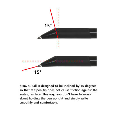 [Zero G ball] Standard Ballpoint Pen,1.0 mm, Black Ink, Black Body, 6 pens per Pack