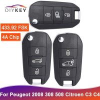 ชิป4A Kunci Remote Mobil 433Mhz สำหรับพันธมิตรของ Peugeot 208 2008 308 508ผู้เชี่ยวชาญ Citroen จัดส่ง C3 C4 C5มี Fob ควบคุมอัจฉริยะ2017-2022