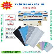 Hộp 50 chiếc khẩu trang y tế 4 lớp xanh, xám, trắng, đen