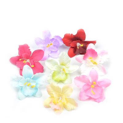 hot【cw】 10/50/100pcs/Lot 7CM Silk Artificial Orchid Flowers Heads Wedding Decoration Fake