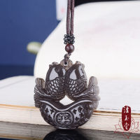 Chinese Natural Brown Jade Fish Pendant Necklace Hand-carved Charm Jadeite Jewelry Fashion Amulet Gifts for Women Men