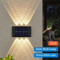 2pcs LED ไฟโซล่าเซลล์ โคมไฟติดผนัง พลังงานแสงอาทิตย์ Solar light สำหรับกลางแจ้ง โคมไฟติดผนังภายนอก