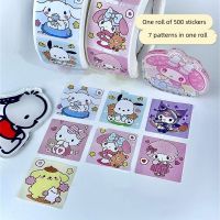✿◇▽ 500 Stickers Cartoon Cute Sanrio Stickers Roll Seal Stickers High-value Luggage Notes Hand Account Decorative Aesthetic Stickers