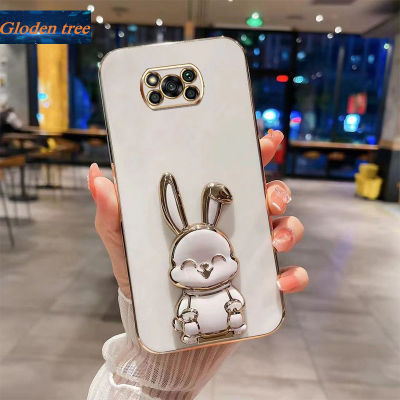 Andyh New Design For Xiaomi Poco X3 X3 NFC X3 Pro Case Luxury 3D Stereo Stand Bracket Smile Rabbit Electroplating Smooth Phone Case Fashion Cute Soft Case