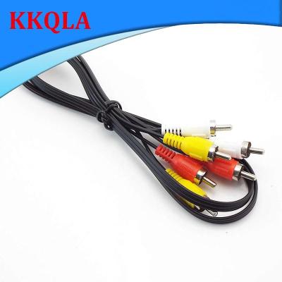 QKKQLA New 1M/1.5M/3M 3 Rca Male To 3 Rca Male Connector Composite Audio Video Av Cable Plug 1M Audio/Video Cables