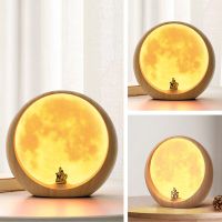 LED Moon Lamp Night Light Touch Switch Light USB Charging Lighting Romantic Atmosphere Lamp for Bedroom Decor Birthday Gift