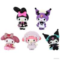 Ellen ตุ๊กตาฟิกเกอร์ Sanrio Kuromi Maid Dress Melody ของขวัญ สําหรับตกแต่งเค้กเด็ก 5 ชิ้น