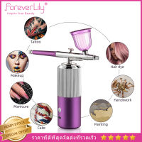 foreverlilyชุดพู่กันลมชาร์จมือถือแบบ，Makeup Airbrush Kit, Rechargeable Hand-held Mini Airbrush Set with Quiet Air Compressor for Makeup, Cake Decoration, Tattoo, Manicure, Art Drawing