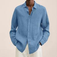 Spring Men Shirts Loose Linen Solid Long Sleeve Turn-Down Collar Button Retro Autumn Shirt For Male Blouse Sexy Tops Wholesale