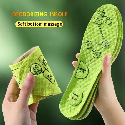 【jw】✟✔  Palmilha de acupressão para pés homens e mulheres almofada esportiva respirável macia palmilha desodorante absorvente suor almofadas sapato