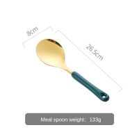 QTCF-Nordic 4pcs Kitchen Accessories Frying Pan Colander Soup Ladle Cooking Tools Stainless Steel Appliances Emerald Green Gold