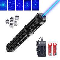 21ซม. High Power Blue Pointer 450nm 8000M Pointer Torch Focusable Flashlight Burn Match With 18650 Battery Chacrger