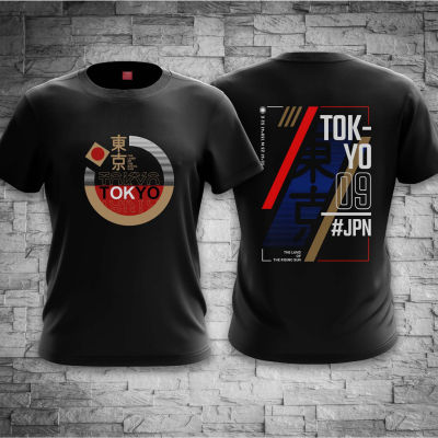 New FashionTokyo town japan t-shirt 100% cotton short sleeve black color 2023