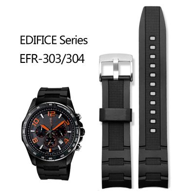สายนาฬิกาข้อมือยางซิลิโคนปลายโค้ง22มม. สำหรับ EDIFICE Casio EFR-516/EFR-303L EFR-303/304 EFR-516PB สายนาฬิกา CarterFa สร้อยข้อมือกีฬา