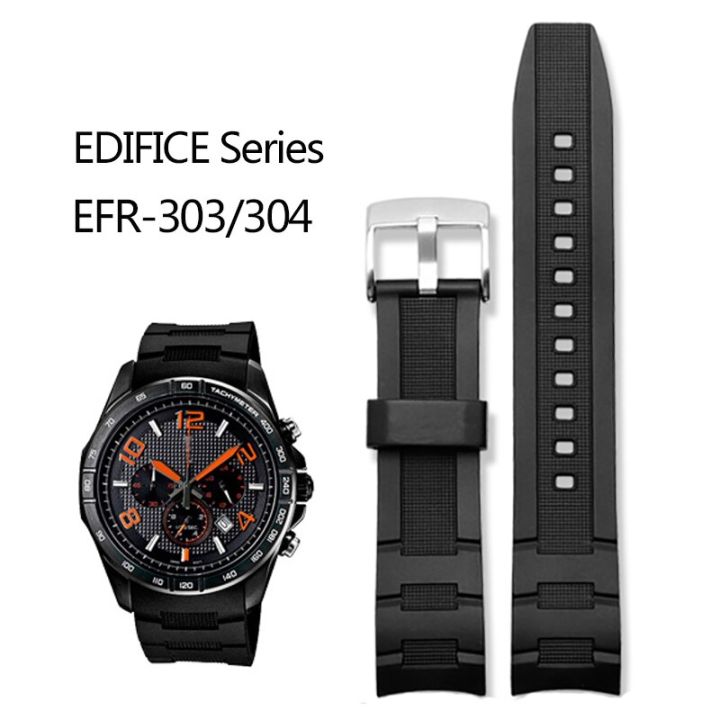 สายนาฬิกาข้อมือยางซิลิโคนปลายโค้ง22มม-สำหรับ-edifice-casio-efr-516-efr-303l-efr-303-304-efr-516pb-สายนาฬิกา-carterfa-สร้อยข้อมือกีฬา