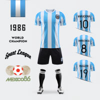 Diegos Maradonas เสื้อฟุตบอลผู้ชายเสื้อยืดแขนสั้นกางเกงขาสั้น1986อาร์เจนตินาทีมฟุตบอลชาติชุดออกกำลังกายทีมชุด0000