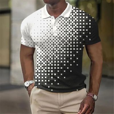 Black And White New Mens Polo Shirt Golf Shirt Graphic Prints Geometry Turndown Outdoor Street Short Sleeve Print Clothing Apparel Fashion Designer Casual Breathable