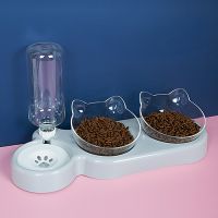 〖Love pets〗 Pet Automatic Water Feeders Elevated Bowls for Cats and Dogs Durable Double Bowl Elevated Cat Feeding and Drinking Pet Supplies