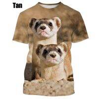 2023 newFashion Summer Creative Animal Cute Ferret 3D Printing T-shirt T Unisex Casual Top O-neck Loose Short Sleeves Top