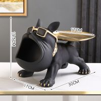 Dog Ornament Big Mouth French Bulldog Butler Storage Box With Tray Nordic Table Decoration Resin Animal Sculpture Dog Statue