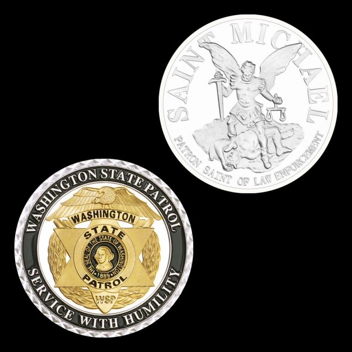 usa-washington-state-patrol-challenge-coin-collectible-silver-plated-souvenirs-and-gifts-saint-micheal-commemorative-coin