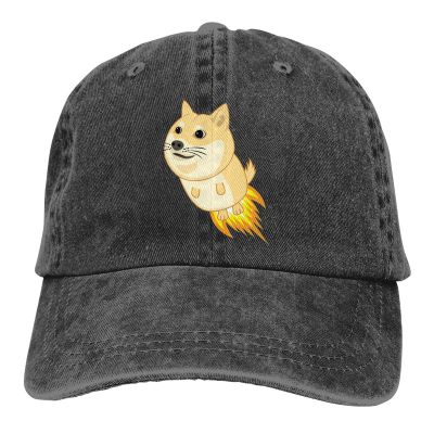 Adjustable Solid Color Baseball Cap To The Moon Cartoon Washed Cotton Doge Dogecoin Bitcoin Digital Currency Sports Woman Hat