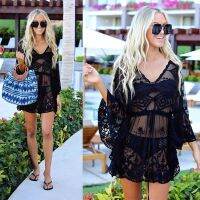 Hot sell 2023 Loose Hollow Blouse Sunscreen Comfortable Poncho Shawls Summer Beach Women Lace Smock Bikini Cover Up