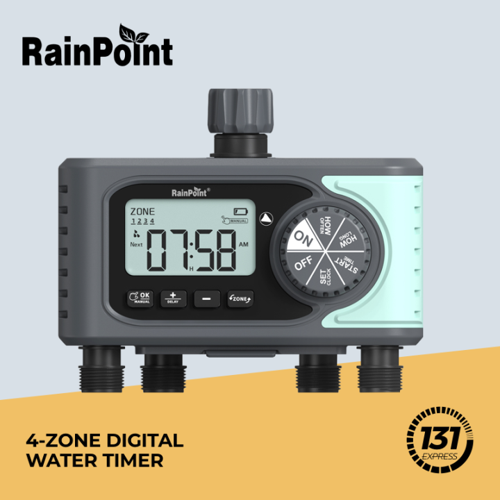 RainPoint 4Zone Digital Water Timer [ Garden Watering Timer, 0.58bar