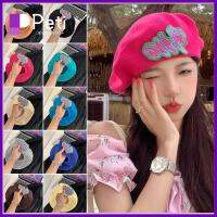 PETI JEWELLERY สีแดงเเดง หมวกสำหรับจิตรกร บางและบาง ระบายอากาศได้ระบายอากาศ หมวกทรงแปดเหลี่ยม แฟชั่นสำหรับผู้หญิง งานปัก รักหมวกเบเร่ต์ สำหรับผู้หญิง