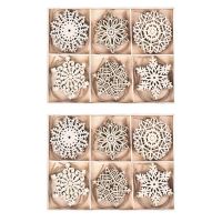 48PCS/Box Vintage Snowflake Christmas Wooden Pendants Ornaments Christmas Tree Ornaments Christmas Decorations Gifts A