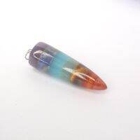 【cw】 7 Chakra Layered Carnelian Amethysts Tiger 39;e Jaspers Stone Amulet Pendant 1PCS ！