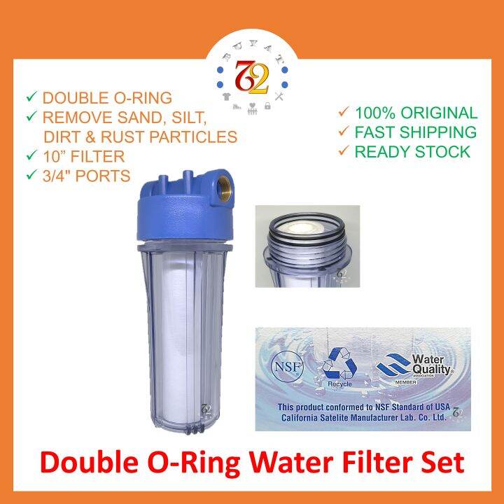 10” Double ORing Water Filter Set 3/4” Ports Lazada