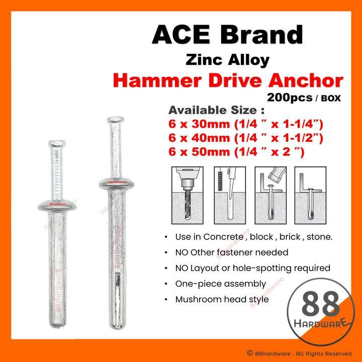 ACE hammer driver anchor / paku aluminium / paku wall plug / zinc alloy