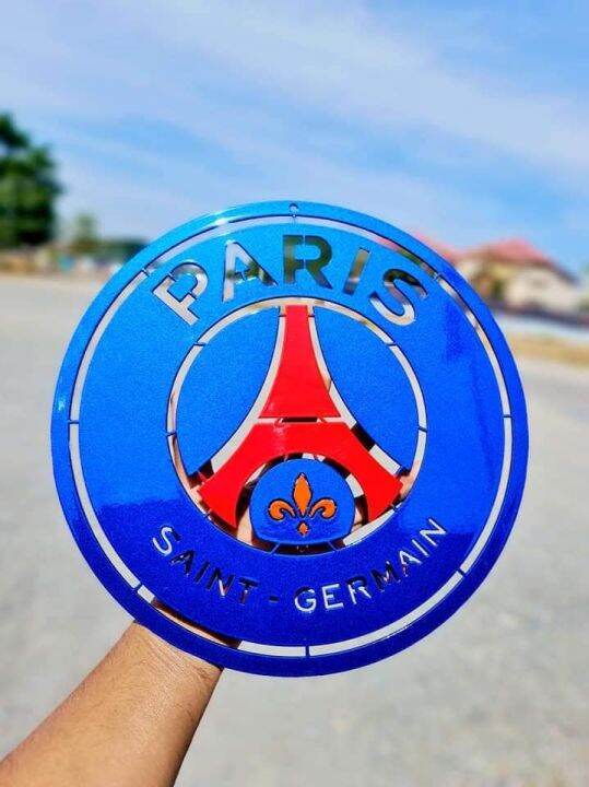 ปารีแซ้ง-แฌร์แม็ง-paris-saint-germain-เหล็กตัดเลเซอร์-30x30-cmหนา-2-5mm-หนัก1-2-kgสีเหมือนจริงใช้สีพ่นรถยนต์-ภายนอก2k-สูตร-2-1ทนทุกสภาวะอากาศ-ติดตั้งง่าย