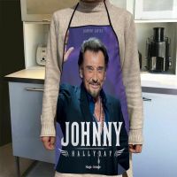 Johnny Hallyday ผ้ากันเปื้อนทำครัวสำหรับงานเลี้ยงอาหารค่ำอุปกรณ์ทำอาหารสำหรับผู้ใหญ่อุปกรณ์ทำความสะอาดผ้ากันน้ำพิมพ์ลาย