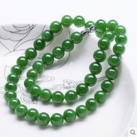 Natural Green Jade Beads Necklace Jadeite Jewelry Fashion Charm Accessories Hand-Carved Lucky Amulet Gifts for Women Her Men