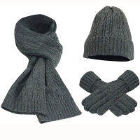 Womens Scarf Sets Winter Hat Scarf Gloves Knitted Keep Warm Scarves Simple Solid Color Clothes Accessories Thick Soft Scarf Set