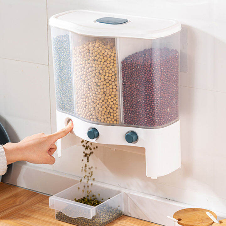 WallMounted Cereal Dispenser Rice Dispenser Rice Storage Bucket Grain