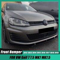 ชุดตัวกันชนลิปสปอยเลอร์ด้านหน้าสีดำเงางามสำหรับ VW Golf 7 7.5 MK7.5 MK7 2012-2019ตัวกระจายกันกระแทก