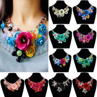 Romantic Fresh Colorful Short Fashion Women Jewelry Choker Necklaces Five Flower Necklace Popular Accessories chunky necklace