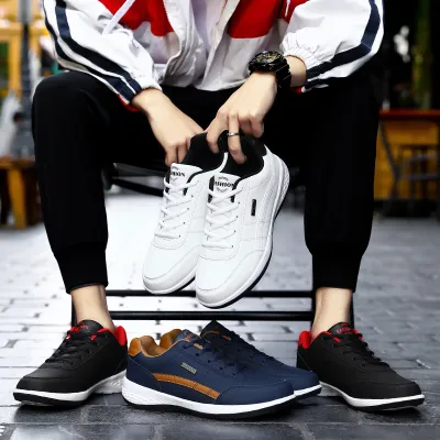 Mens Sports Casual Shoes Fashion PU Leather Shoes Outdoor SpringAutumn Comfortable Flat Sneakers