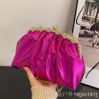 hot【DT】☑﹉●  Glitter Womens Leather 2022 Chain Crossbody Luxury Pleated Dumpling Handbag Clutch