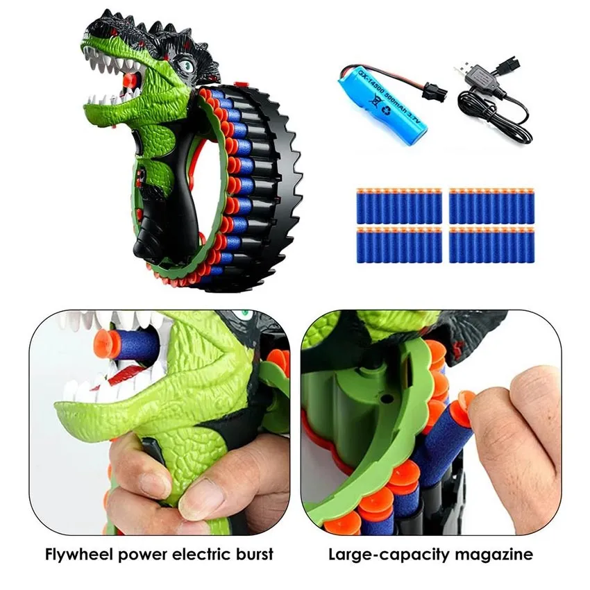 New Toy Gun Nerf Darts Soft Bullets Gun Toy Electric Burst Toy Gun Spinning  Dinosaur Wrist Gun Sucker Bullet for Nerf Boys Toys