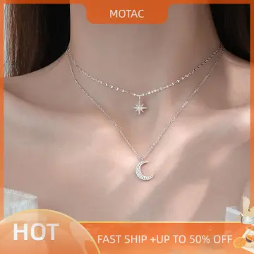 Necklaces for Women Simple Jewelry Fashion Single Diamond Pendant Necklace  Collarbone Chain Simple Temperament Alloy Wedding Pendant Necklace Jewelry