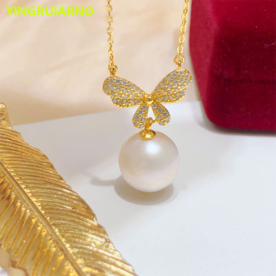 YINGRUIARNO Sterling Silver Natural Pearl Necklace Freshwater Pearl Necklace