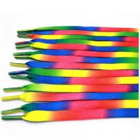 Fashion Colorful Laces Rainbow Shoe laces Gradient Print Flat Shoelace Casual Chromatic Colour Sneaker Shoelaces 120CM