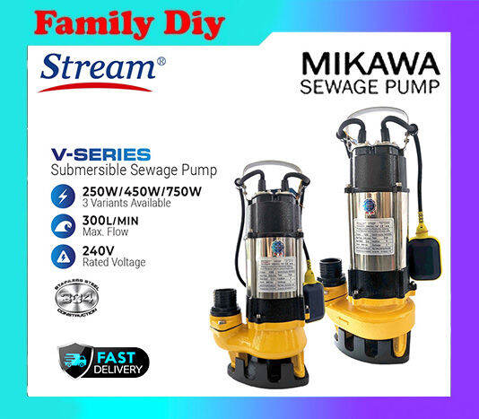 Stream/MIKAWA Submersible Sewage Water Pump | V250F/V450F/V750F | Lazada