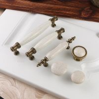 European Marble Texture Cabinet Ceramic Handle Chinese Retro Cabinet Door Handle Hardware